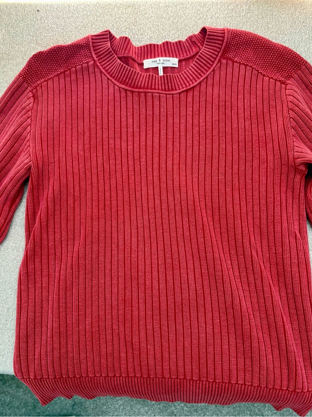 rag & bone Ribbed Crewneck Sweater in soft red